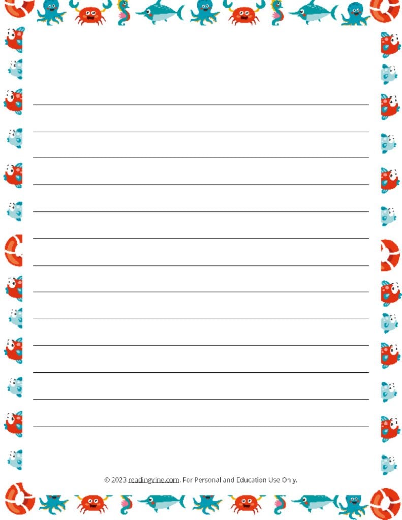 Summer Theme #3 Narrow Rule Lined Paper