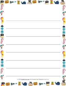 Summer Theme #4 Wide Ruled Lined Paper