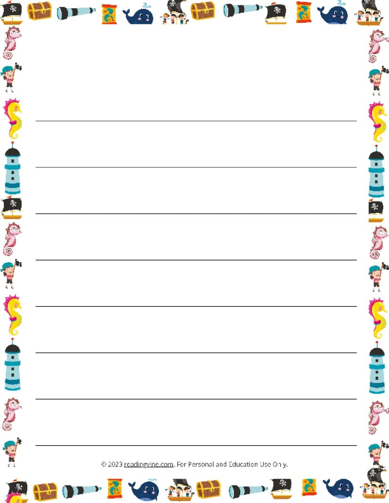 Summer Theme #4 Wide Ruled Lined Paper