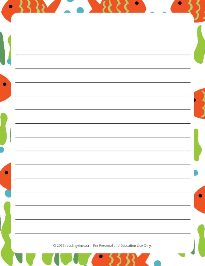 Summer Theme #5 Narrow Rule Lined Paper