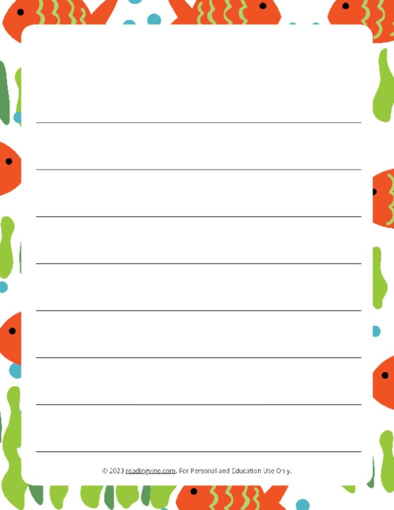 Summer Theme #5 Wide Ruled Lined Paper
