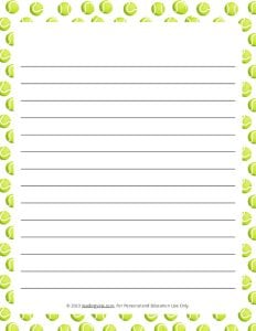 Tennis Theme #1 Narrow Ruled Lined Paper