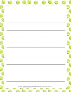 Tennis Theme #1 Wide Ruled Lined Paper