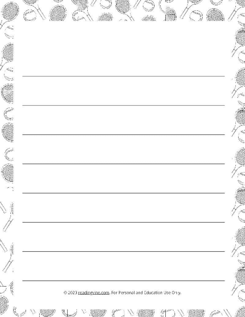 Tennis Theme #2 Wide Ruled Lined Paper