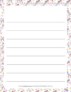 Unicorn Theme Wide Ruled Lined Paper