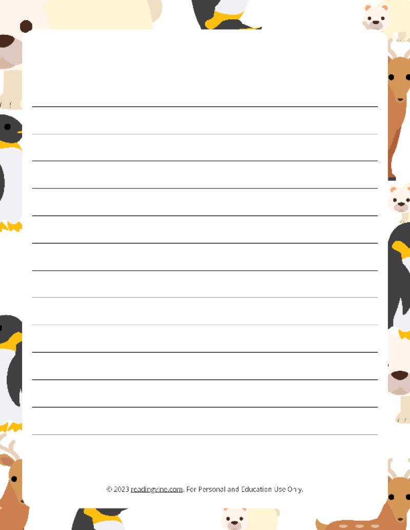 Winter Theme Narrow Rule Lined Paper