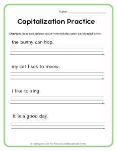 Capitalization Practice Worksheet Image