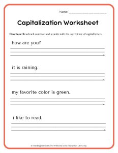 Capitalization Worksheet Image