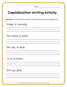 Capitalization Writing Activity Image