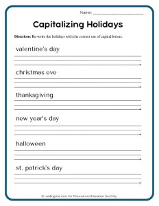 Capitalizing Holidays Activity Image