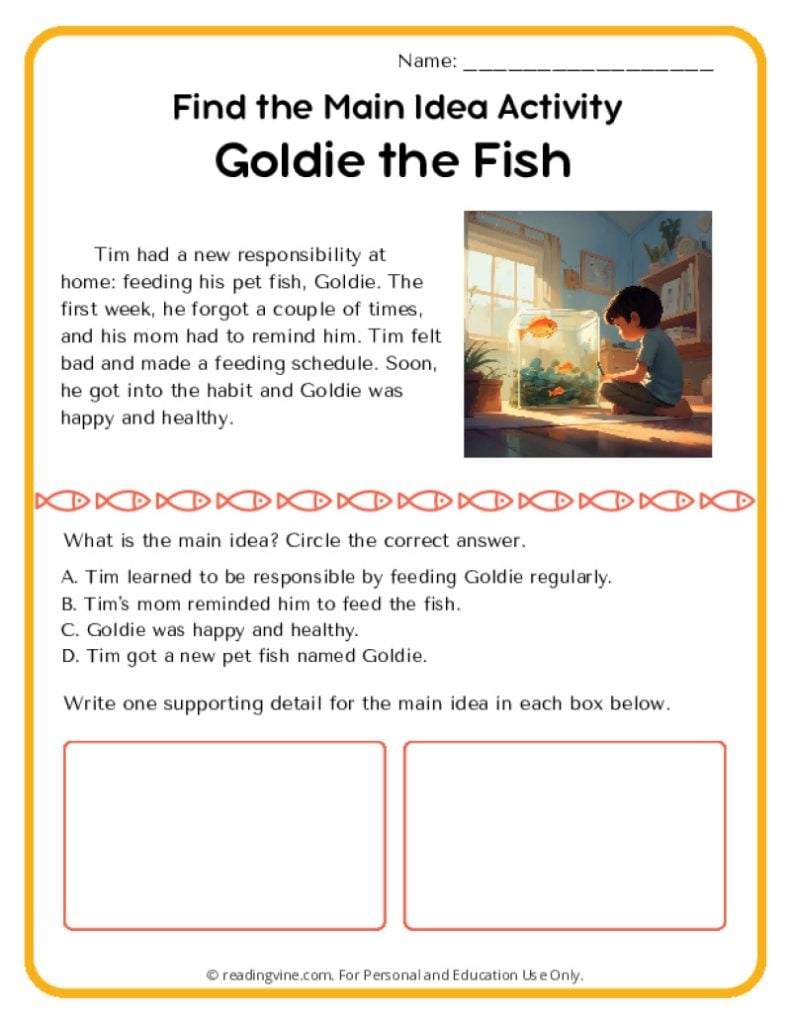 Finding the Main Idea: Goldie the Fish