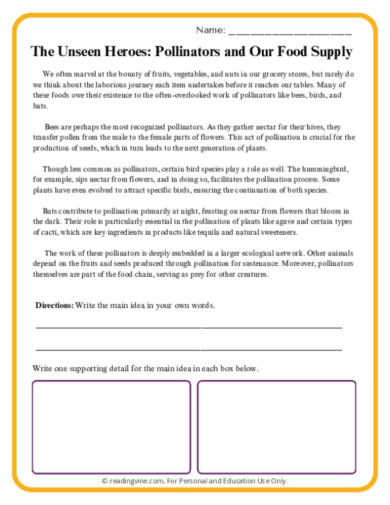 Finding the Main Idea: Pollinators