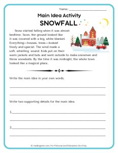 Main Idea Activity Snowfall