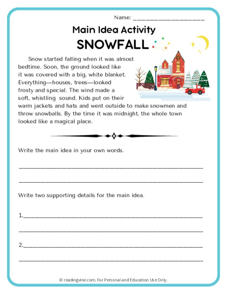 Main Idea Activity: Snowfall