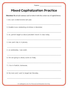 Mixed Capitalization Practice Activity