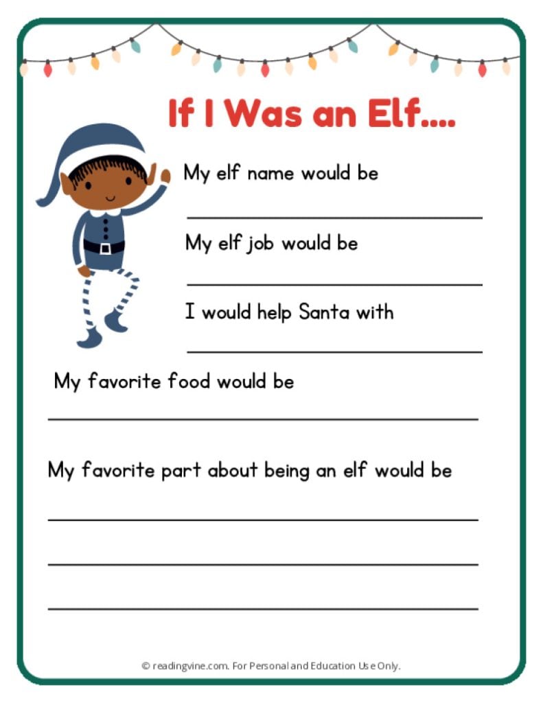 If I Was an Elf Writing Activity