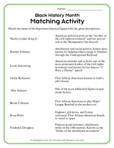 Black History Month Matching Activity Image