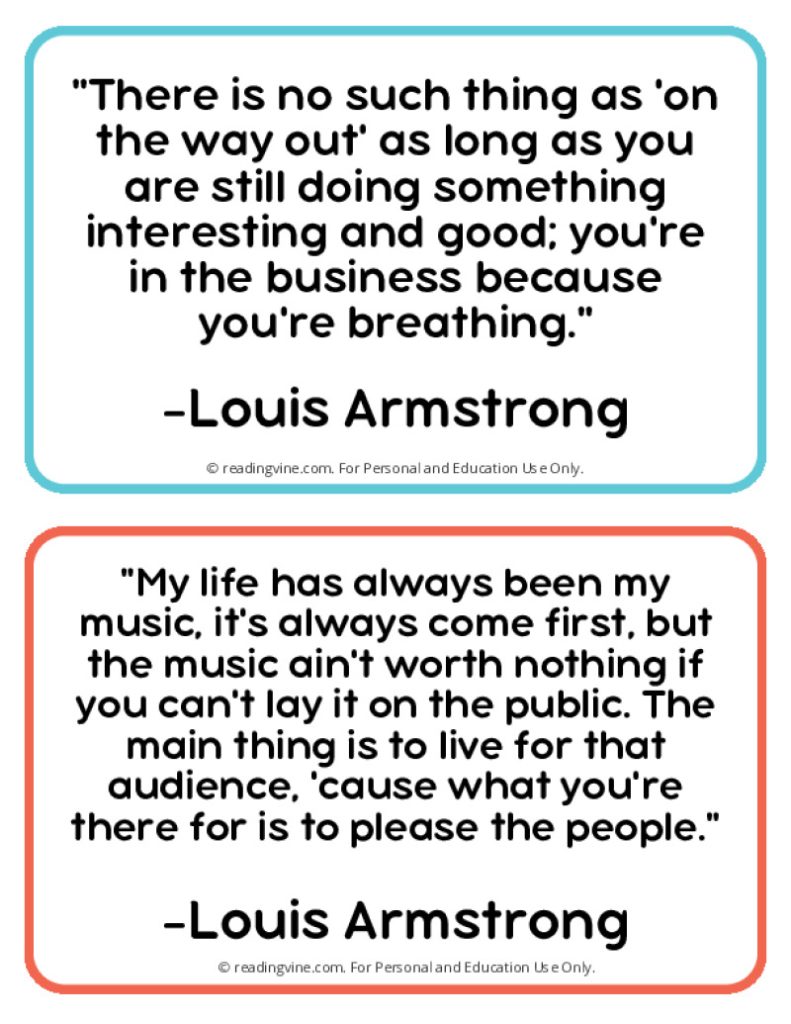 Louis Armstrong Quotes Page Five Printable Activity