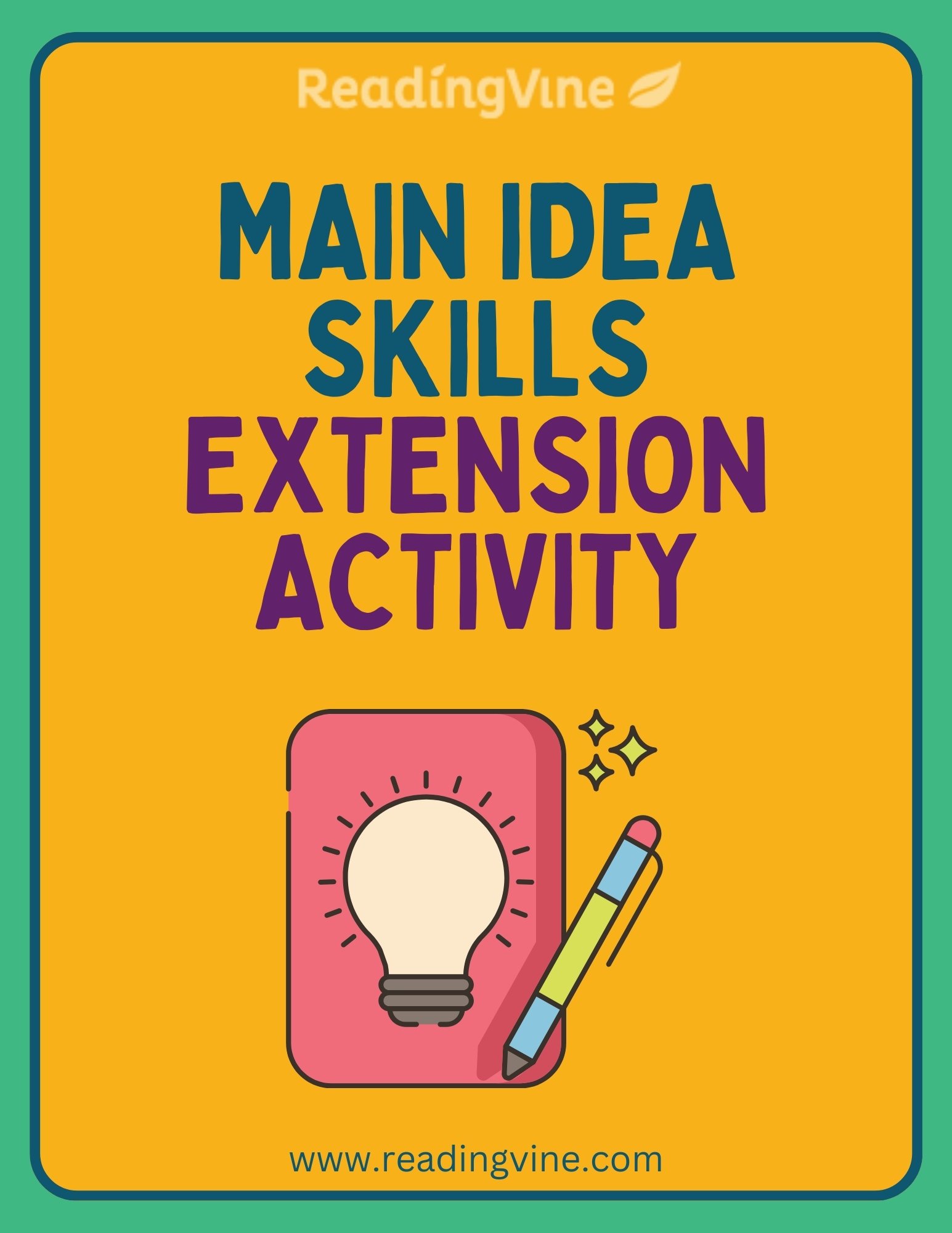 Main Idea Skills Extension Activity ReadingVine