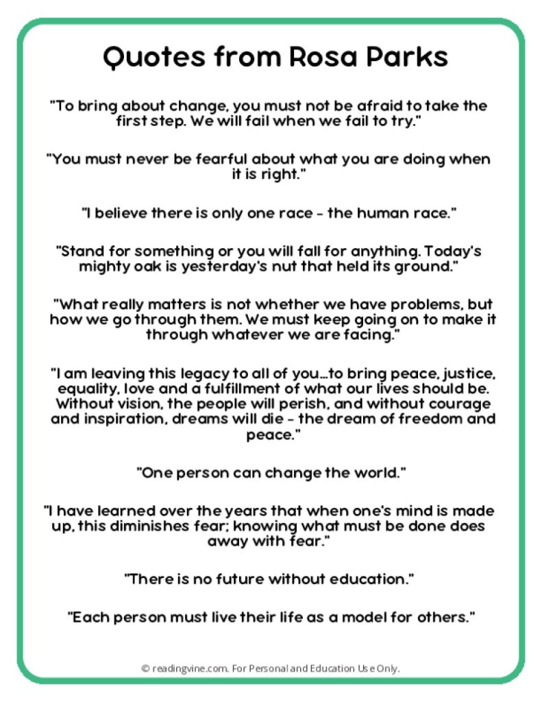 Rosa Parks Quotes Printable Page