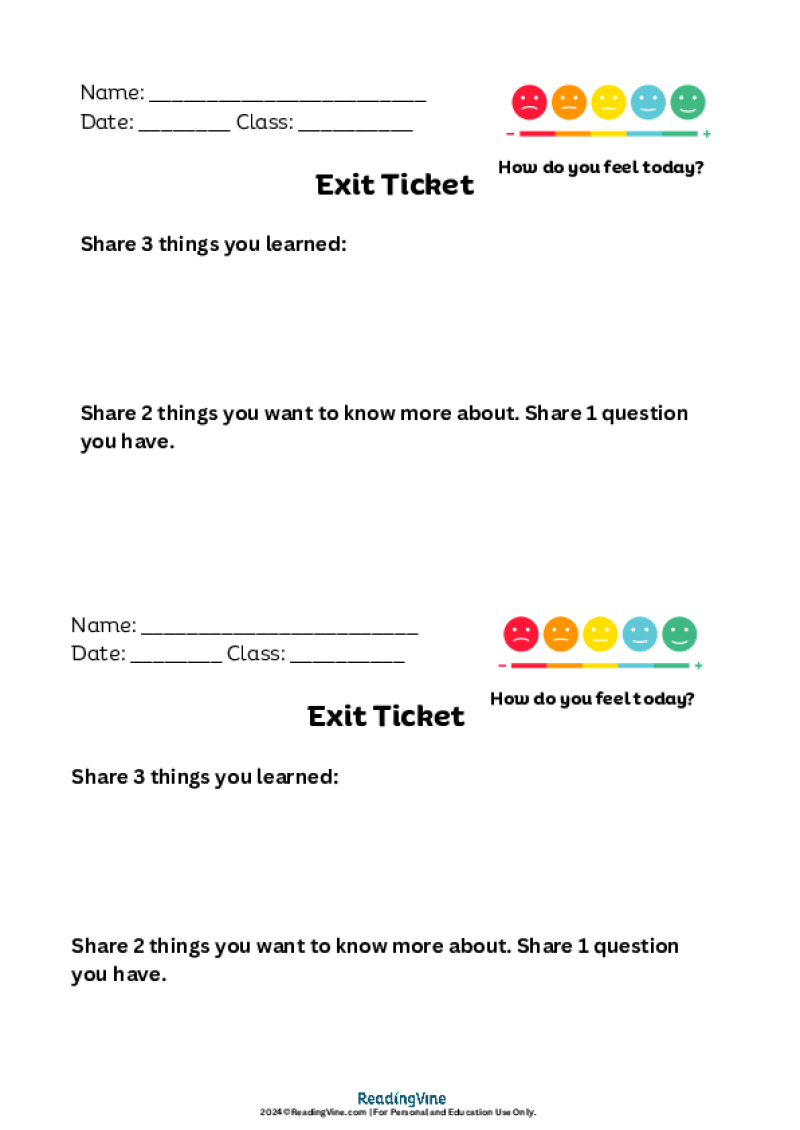 Exit Ticket Activity Image