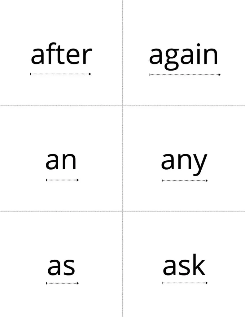 1st grade sight words flash cards