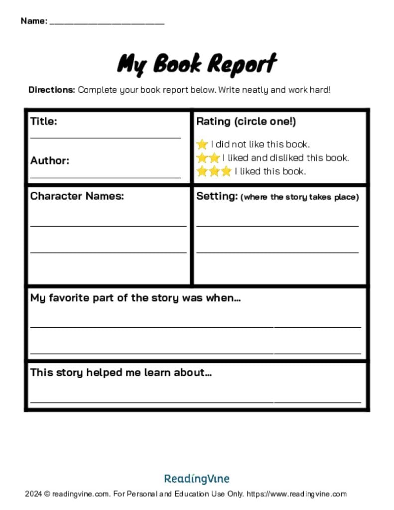 Book Report Template