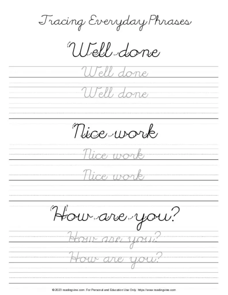 Cursive Letters – Tracing Every Day Phrases 10