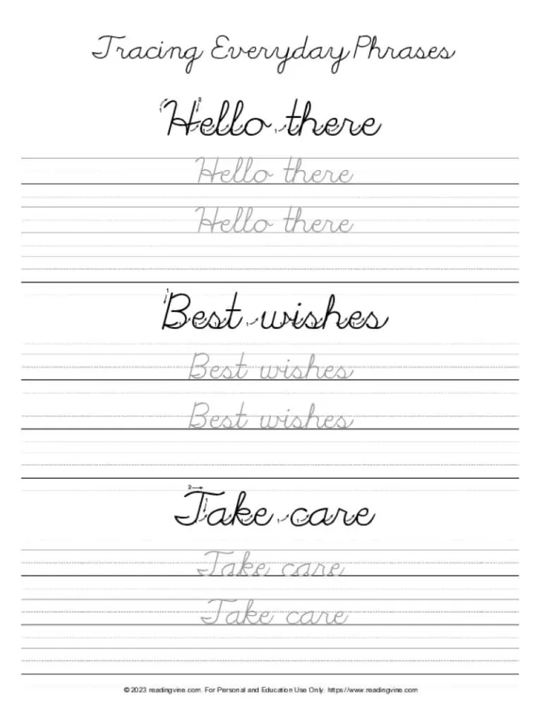 Cursive Letters – Tracing Every Day Phrases 2