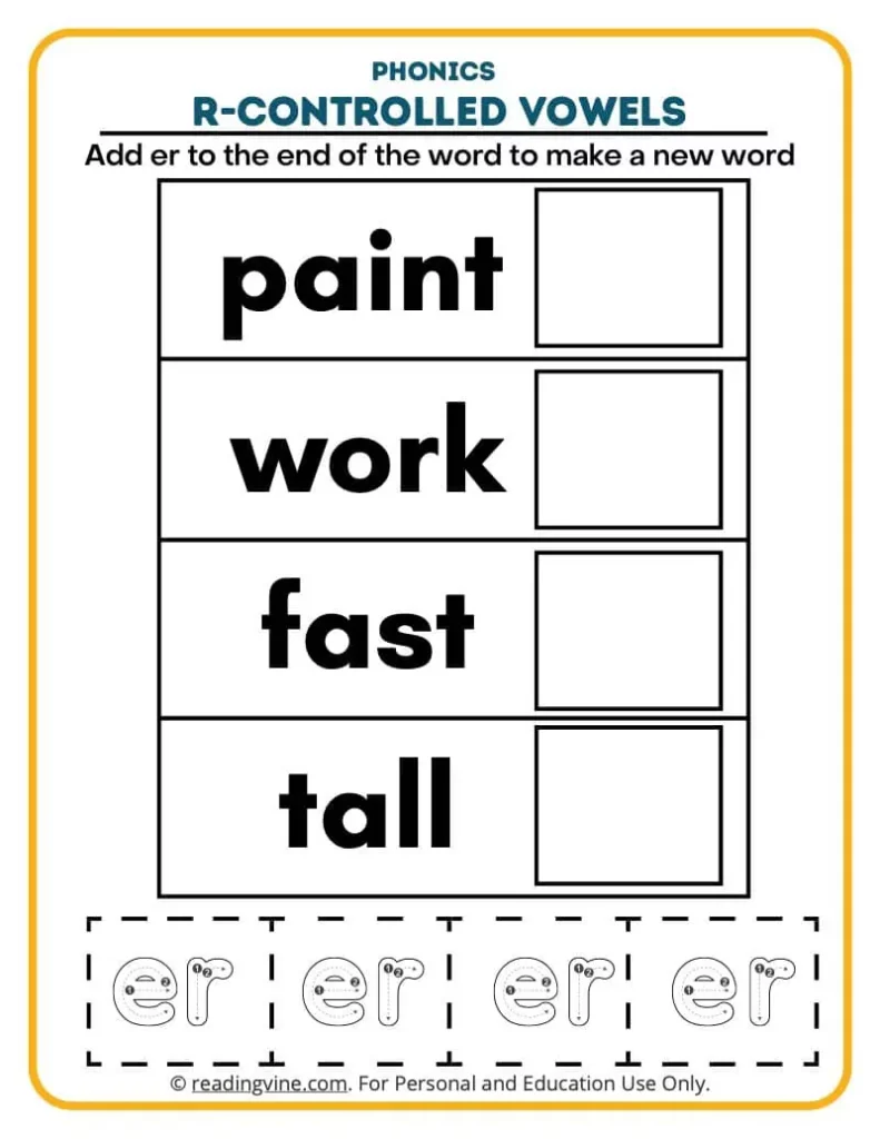 Cut and Paste R-Controlled Vowels Activity