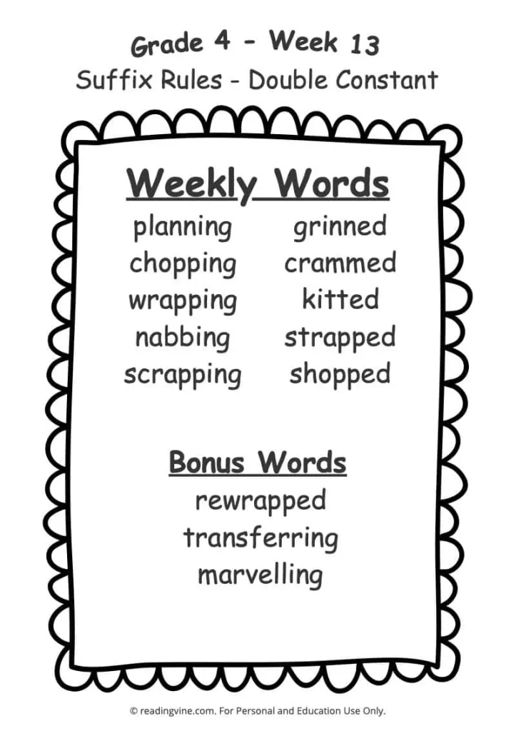 Week 13 Spelling List