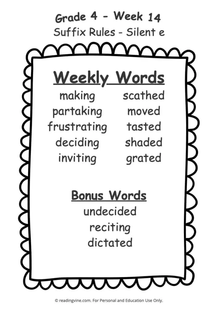 Week 14 Spelling List