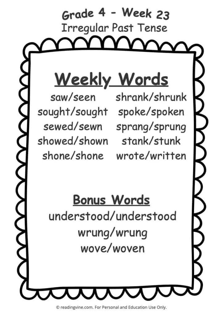 Week 23 Spelling List