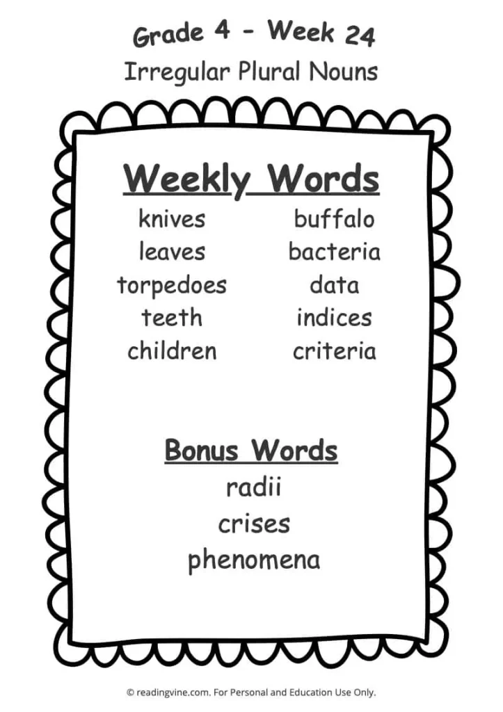 Week 24 Spelling List