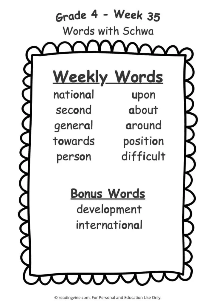 Week 35 Spelling List