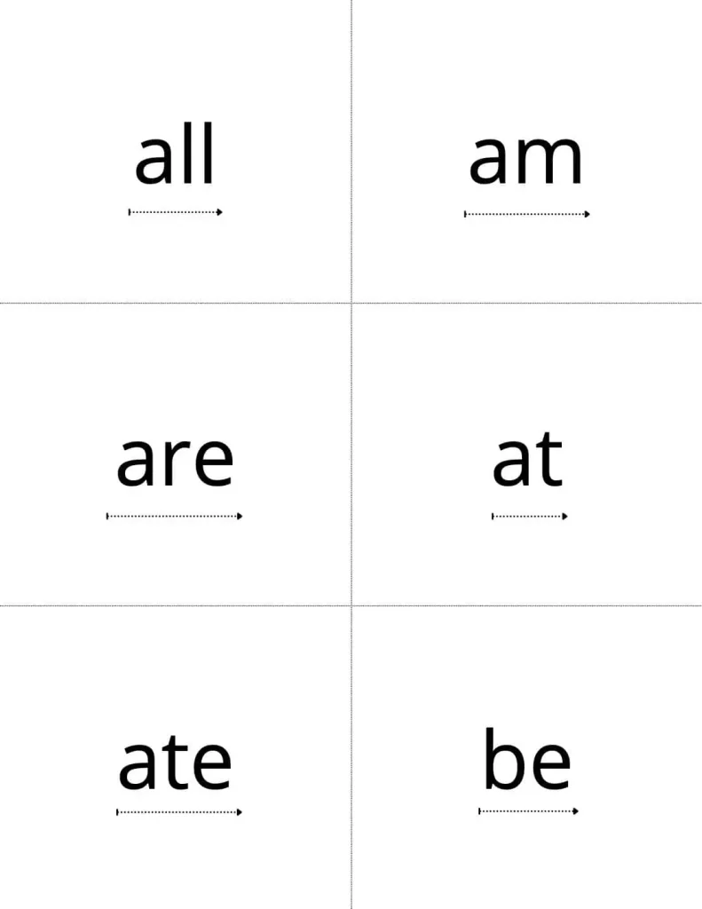 Kindergarten Dolch Flash cards