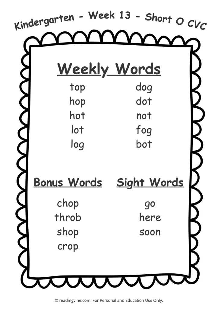 Week 13 Spelling List