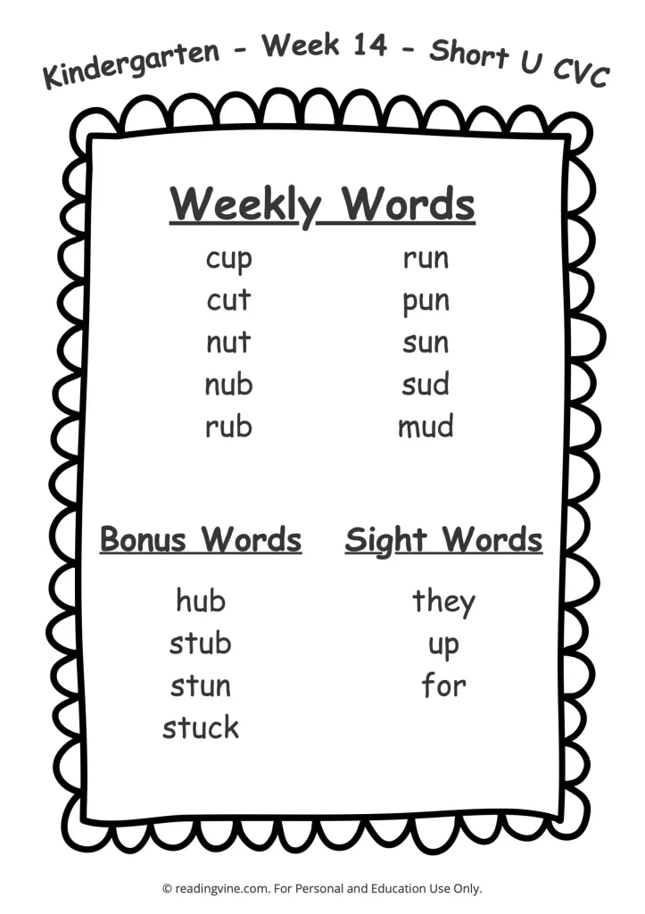 Week 14 Spelling List