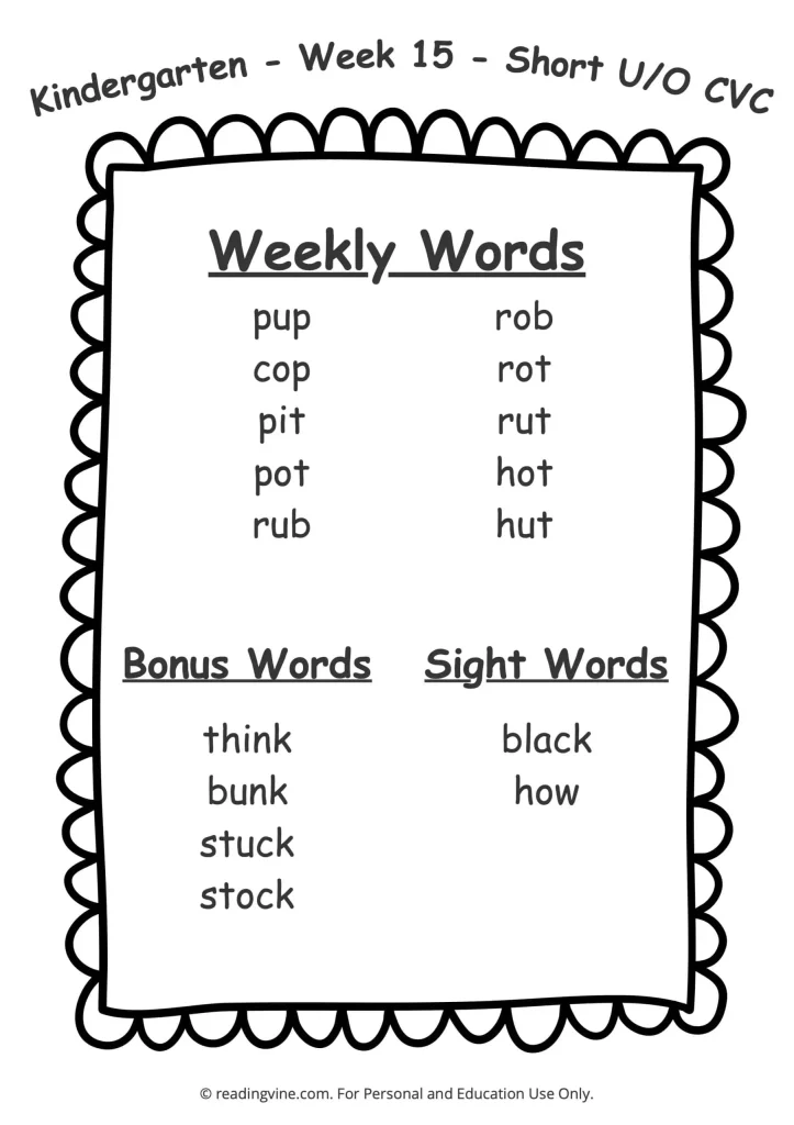 Week 15 Spelling List