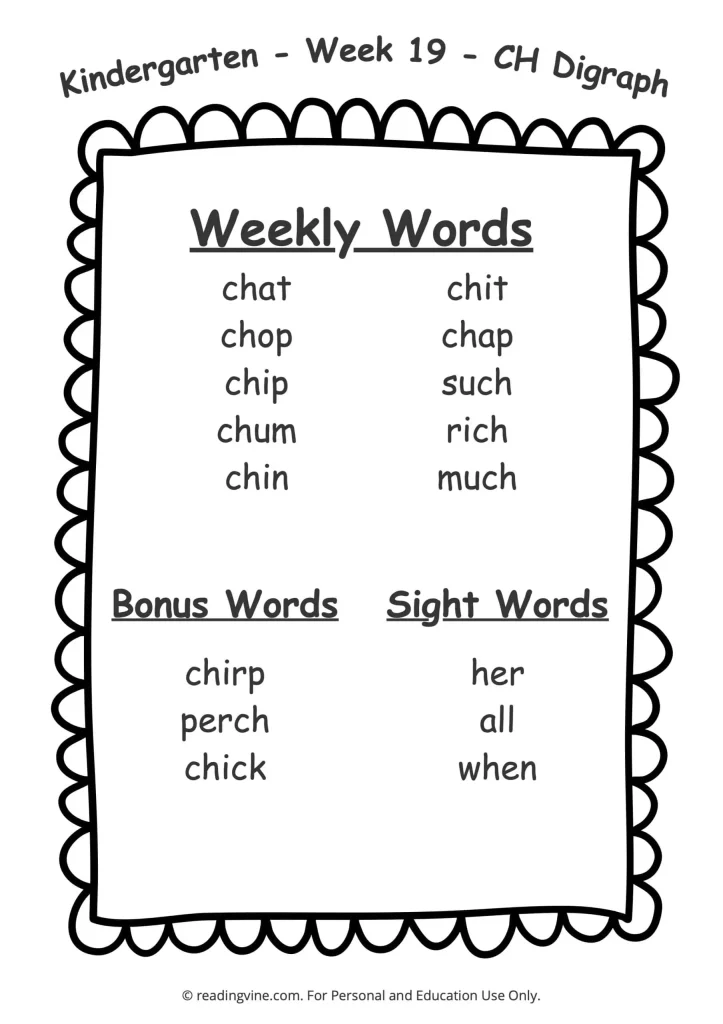 Week 19 Spelling List