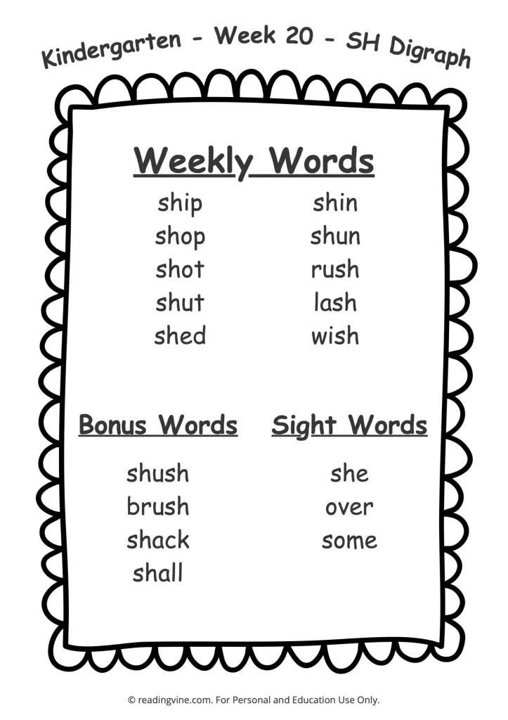 Week 20 Spelling List