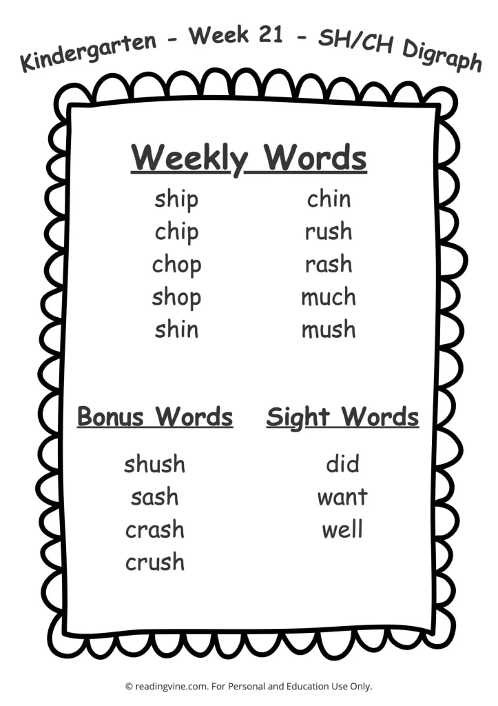 Week 21 Spelling List