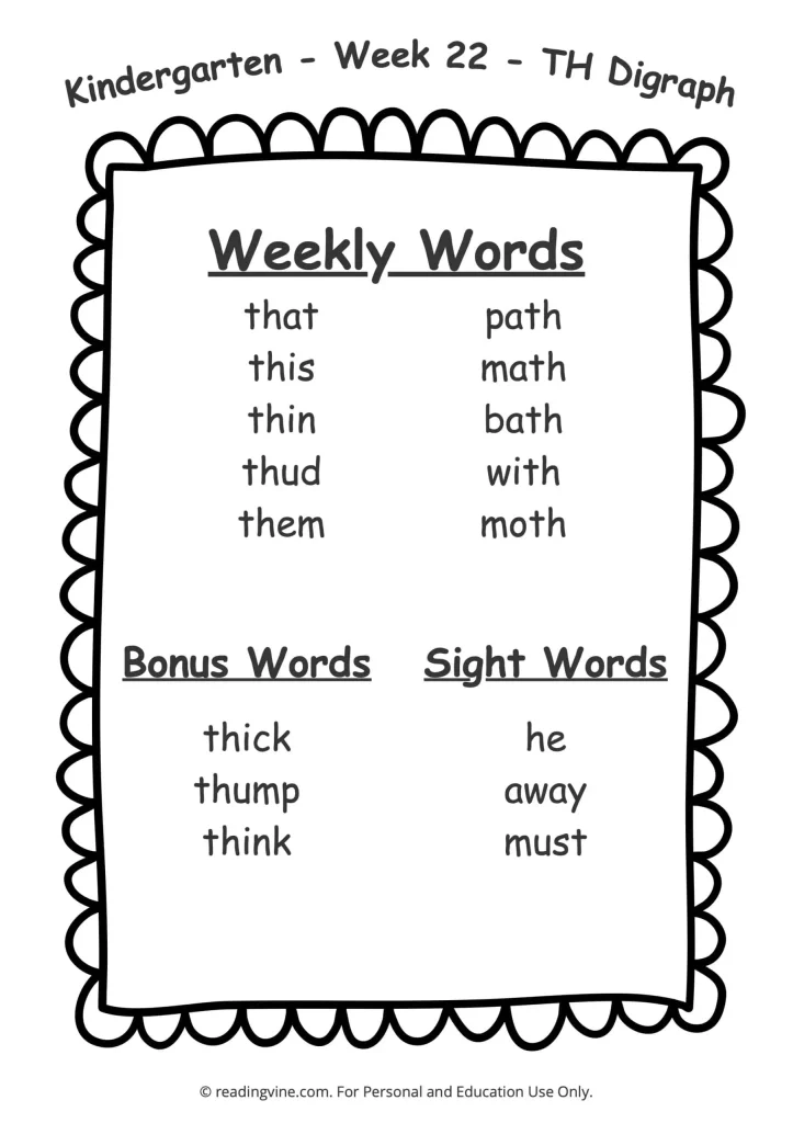 Week 22 Spelling List