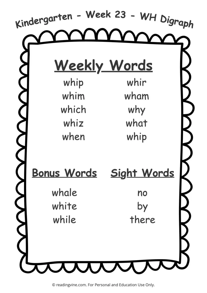 Week 23 Spelling List
