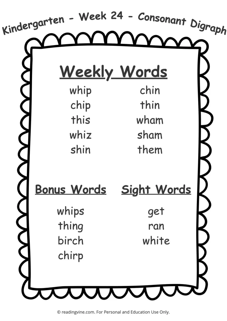 Week 24 Spelling List
