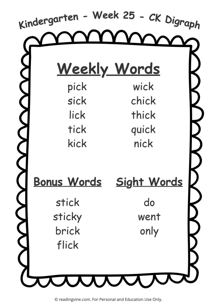 Week 25 Spelling List