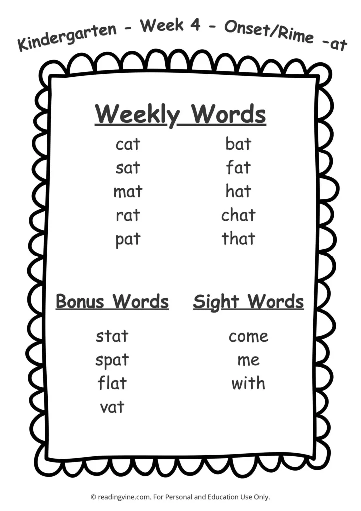 Week 4 Spelling List
