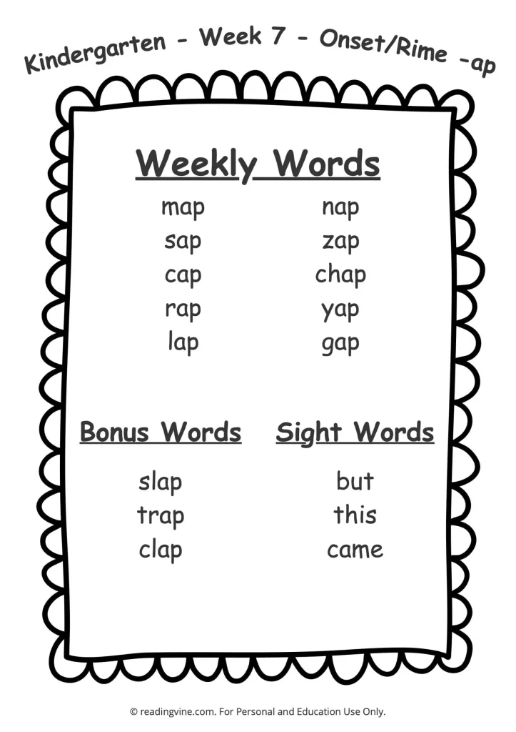 Week 7 Spelling List