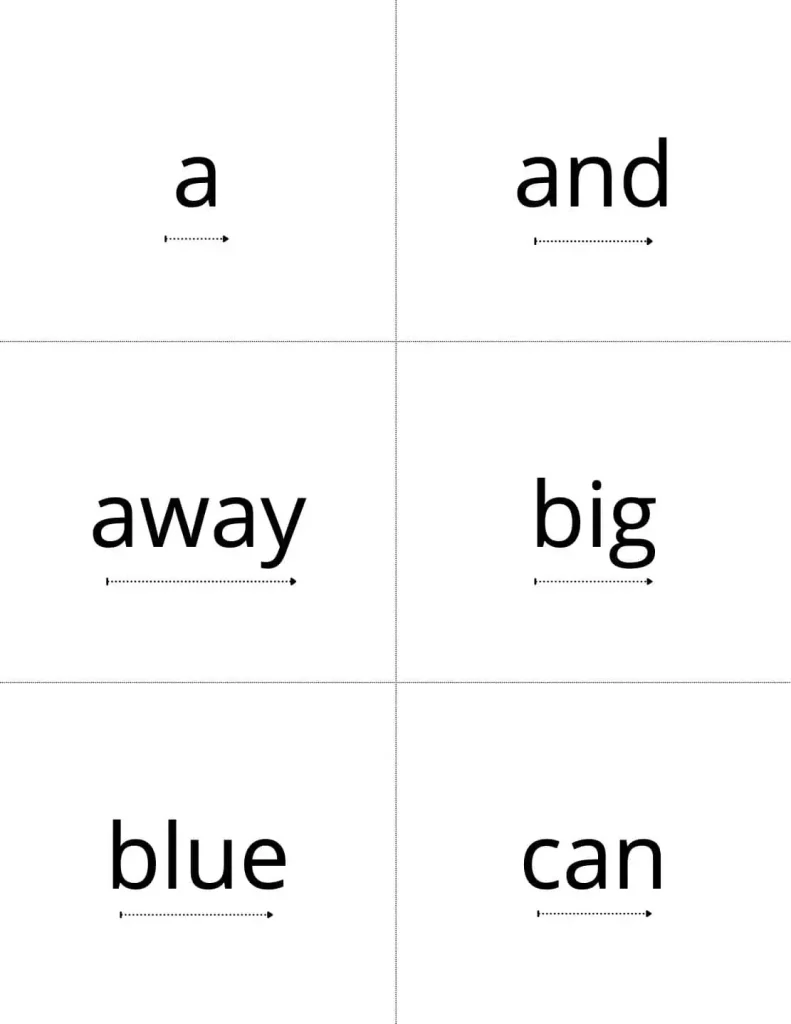Pre-k sight word flash cards