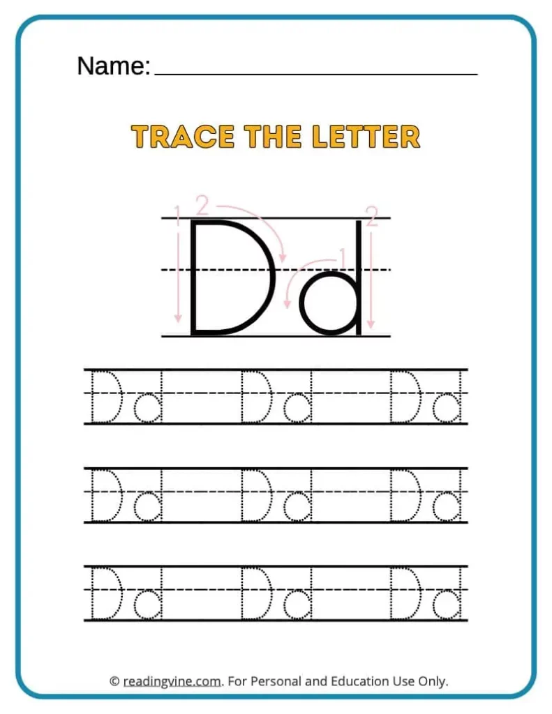 Tracing the Alphabet Letter D Activity